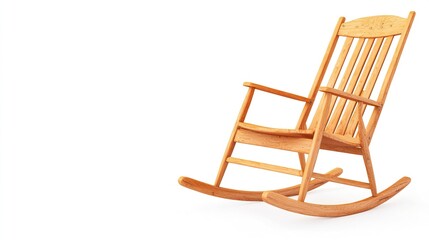 Classic Wooden Rocking Chair on White Background for Cozy Spaces