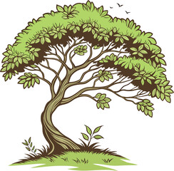 tree illustration isolated on white background, Tree Logo Vector Art