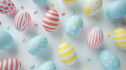 Obraz premium Colorful Patterned Easter Eggs on White 