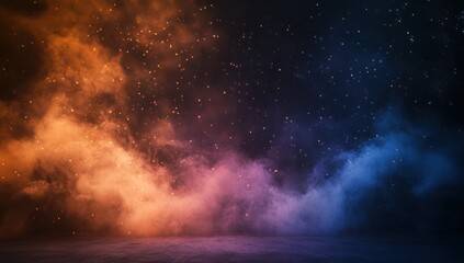 Cosmic Nebula: A Celestial Symphony of Orange and Blue Hues