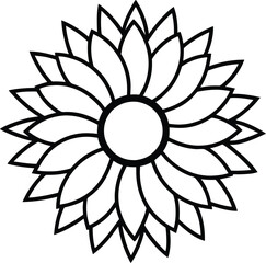 Sunflower coloring page line art illustration
