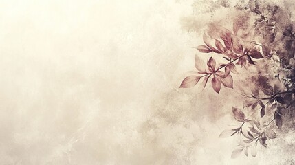 Sepia toned leaves on textured background artistic design