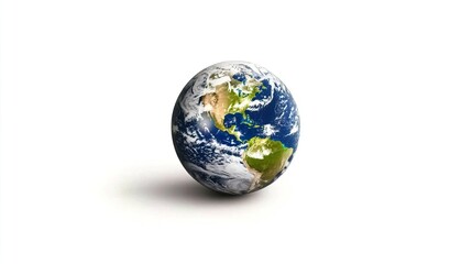 Fototapeta premium Colorful Earth Globe on White Background with Ocean and Land Masses