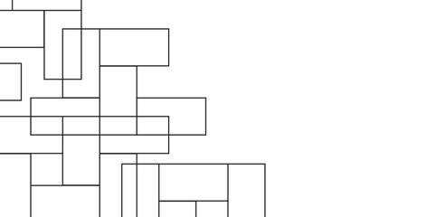 Abstract seamless random geometric black square lines pattern on a transparent background design. geometric white background with black rectangle shape strokes lines pattern texture.