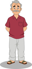 A indian uncle cartoon character front pose design