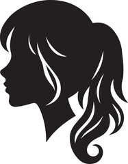 Girl face profile silhouette icon vector art illustration