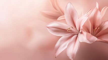 Fototapeta premium Delicate Pink Lilies Softly Bloom in Gentle Light