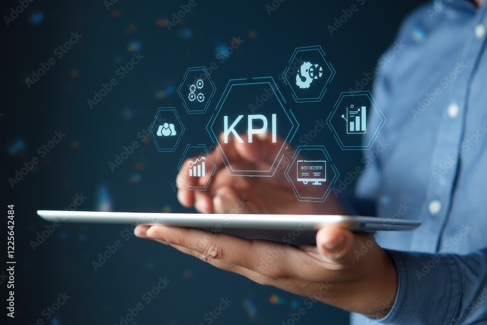 Poster digital kpi dashboard: business intelligence and data analysis on tablet