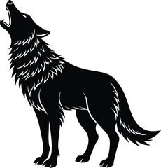 Wolf howling silhouette vector illustration