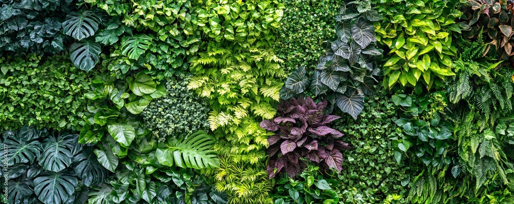 Poster lush green wall bringing a touch of nature and improving the working environment in a modern office