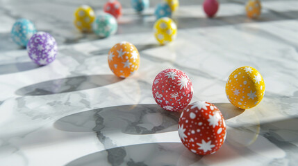 Colorful Patterned Easter Eggs on White
