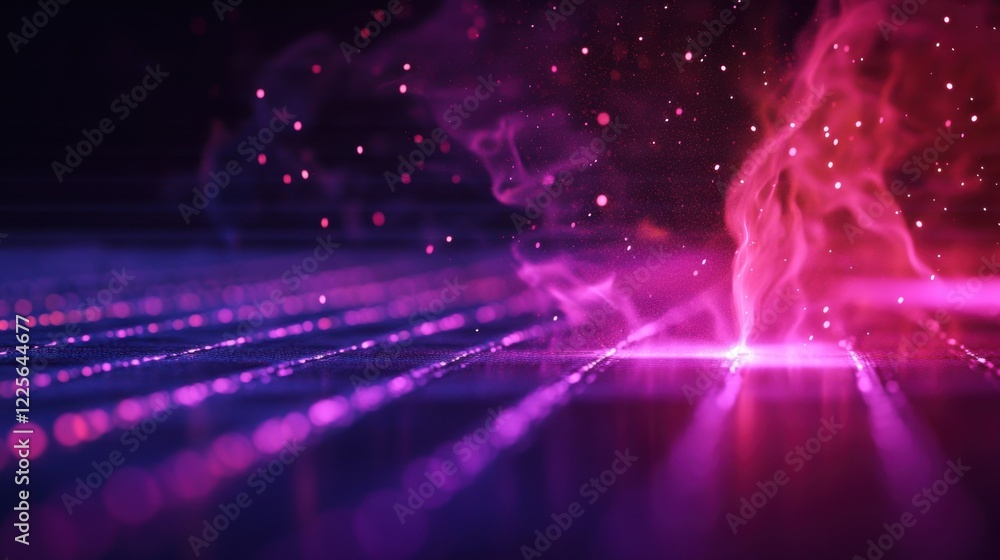 Poster a closeup of a laser ters focused beam as it slices through a sheet of material with smoke and spark