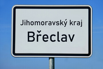 Ortsschild Jihomoravský kraj Břeclav