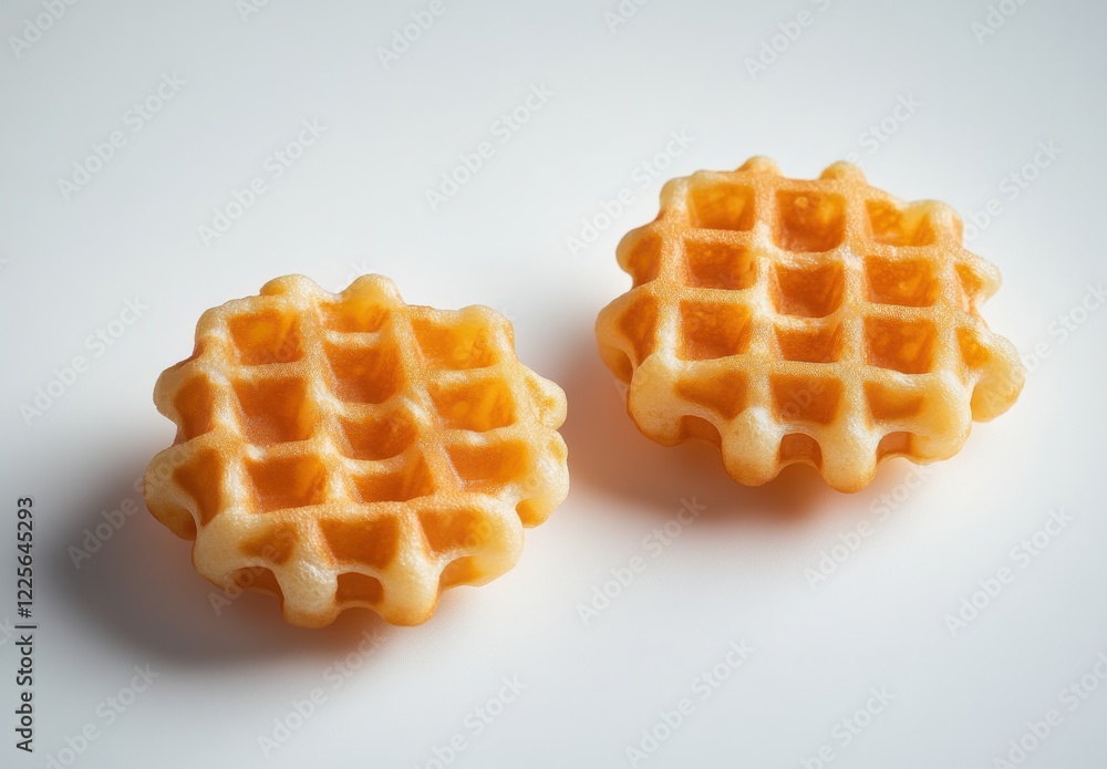 Poster freshly cooked crispy waffles on a plain background showcasing texture and golden color ideal for fo