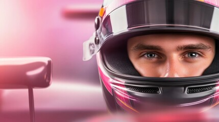 Formula One Racer Intense Focus - Speed, adrenaline, competition, victory, determination.  A close-up shot capturing the intense focus of a Formula One driver.