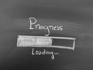 Chalkboard Drawing of a Progress Bar in a Mid-Loading State Indicating Development or Achievement
