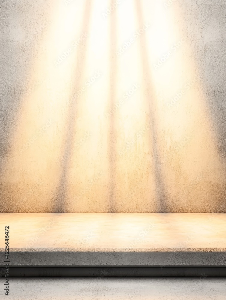 Poster illuminated platform display - a clean, minimalist image of an illuminated platform against a textur