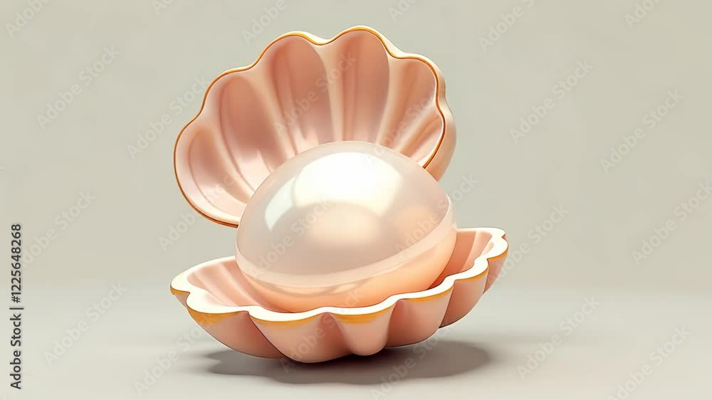 Poster a pearl is inside a shell. the pearl is white and the shell is pink