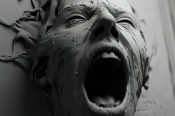 Macabre Entity The Distorted 3D Face of a Nightmare Incarnate