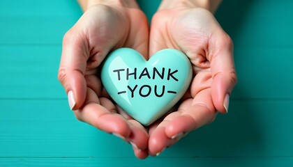 Fototapeta premium Thank You Heart in Hands, Gratitude, Appreciation, Love Gift
