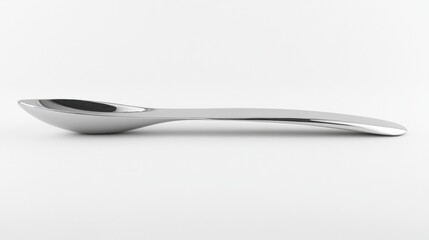 Sleek Stainless Steel Spoon on White Background for Culinary Use