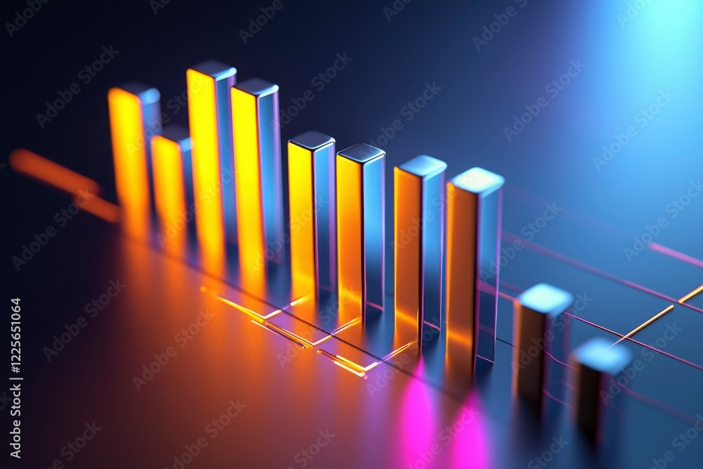 Poster abstract neon bars displaying data trends