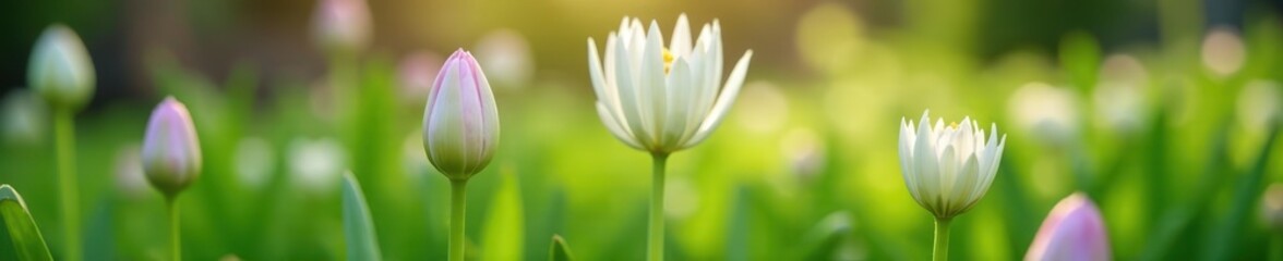 Fototapeta premium Wild leek flower Allium ampeloprasum in garden bed, petals, white