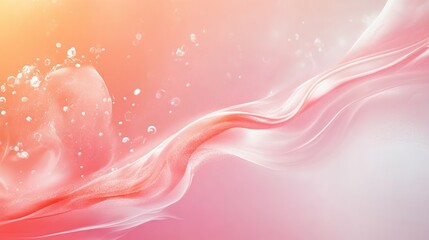 Abstract Pink Wave Background With Bubbles