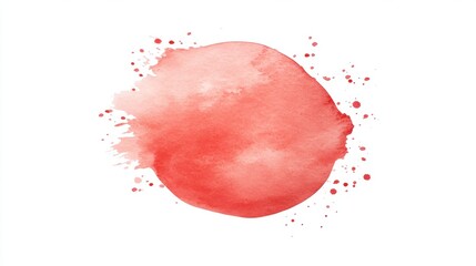 Watercolor Red Circle with Splashes and Soft Edges for Background