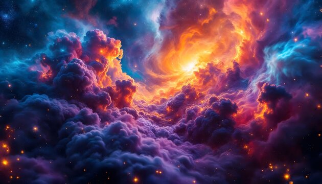 Vibrant Cosmic Cloudscape Fantasy Art Wallpaper