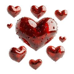 red hearts on white background