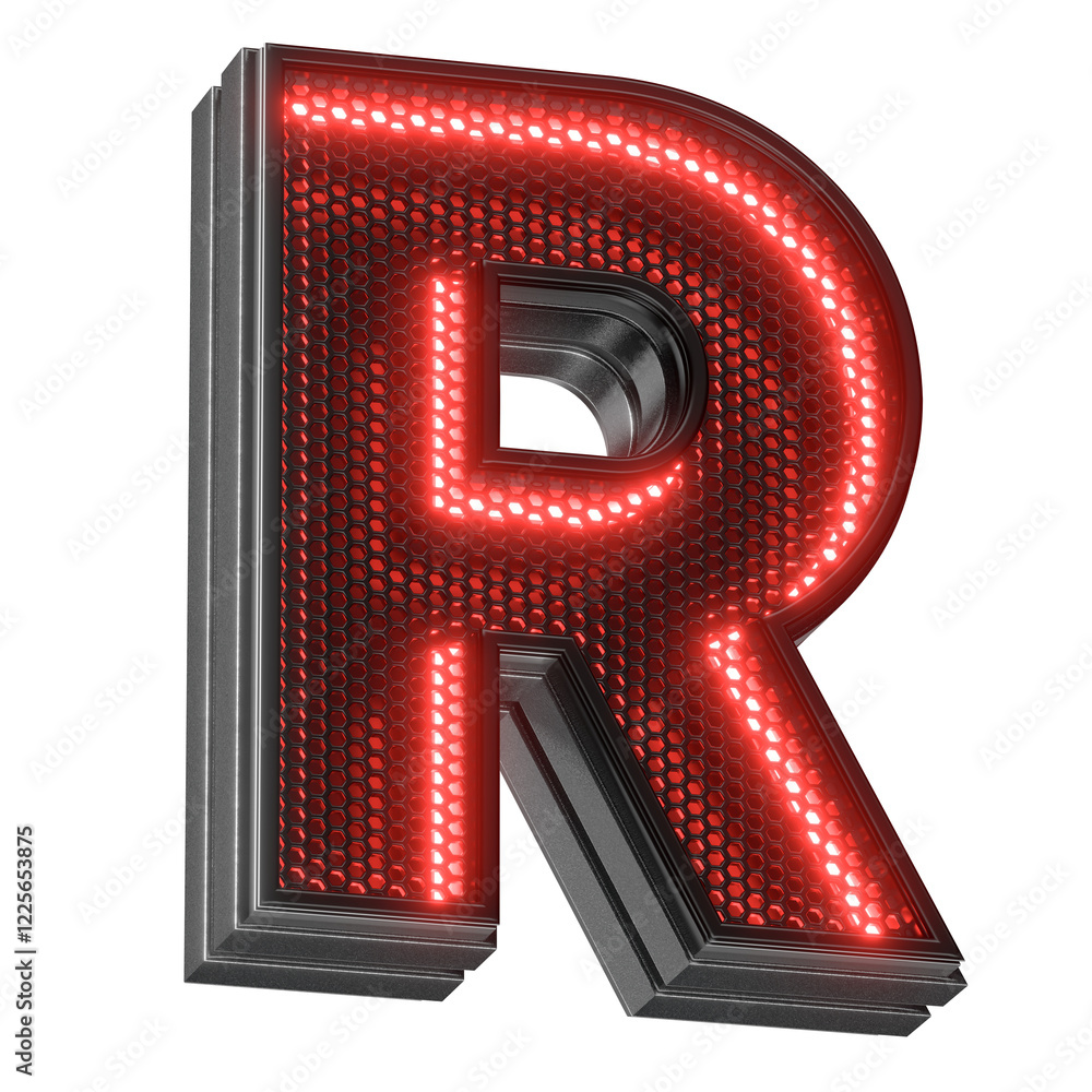 Canvas Prints illuminated 3d letter r in neon with transparent background