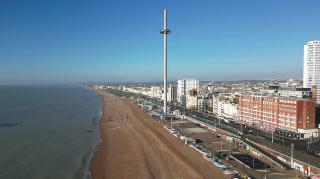 Aerial of Brighton Attraction i360 Glass Pod, Brighton, England