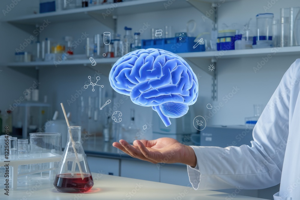 Poster neurological research: exploring the brain's mysteries in a modern lab setting