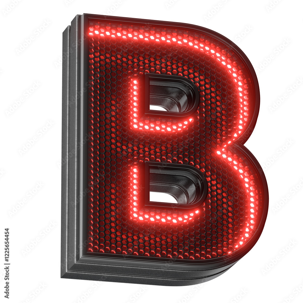 Canvas Prints illuminated 3d letter b in neon with transparent background