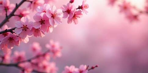 Obraz premium Delicate pink cherry blossoms frame a vibrant spring scene , vibrant, springtime, romantic