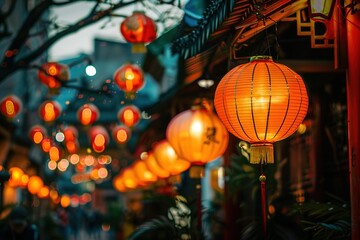 Chinese new year lanterns in traditional street of china town