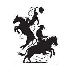Cowboys in rodeo  silhouette vector illustration
