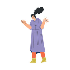 Angry Woman Character Standing and Scolding Vector Illustration