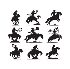 Cowboys in rodeo  silhouette vector illustration