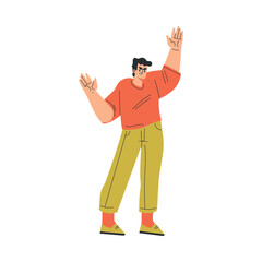 Angry Man Character Standing and Scolding Vector Illustration