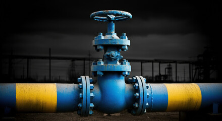 Industrial valve on a pipeline, showcasing engineering and functionality
