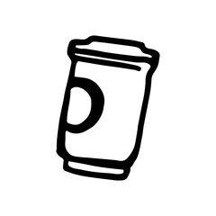 Fototapeta premium coffee cup vector illustration, black outline on white background