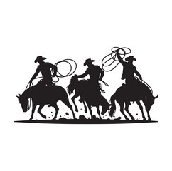 Cowboys in rodeo  silhouette vector illustration