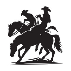 Cowboys in rodeo  silhouette vector illustration