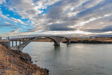 Fototapeta premium Bridge over the Hvita River on the west coast of Iceland