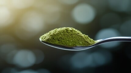 Green Tea Powder on a Spoon - Healthy and Delicious Drink
