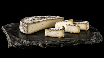 Fototapeta premium Exquisite Aged Cheese Selection on Dark Stone