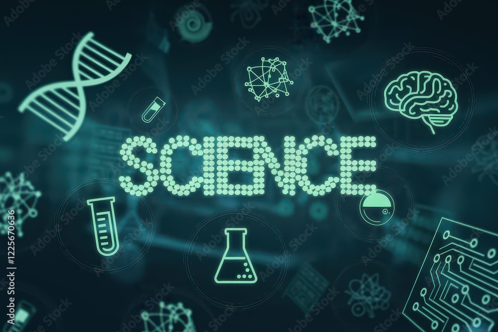 Poster exploring the world of science: a visual representation of scientific concepts and discoveries