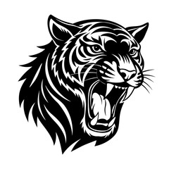 Tiger silhouette  Roaring Vector Illustration